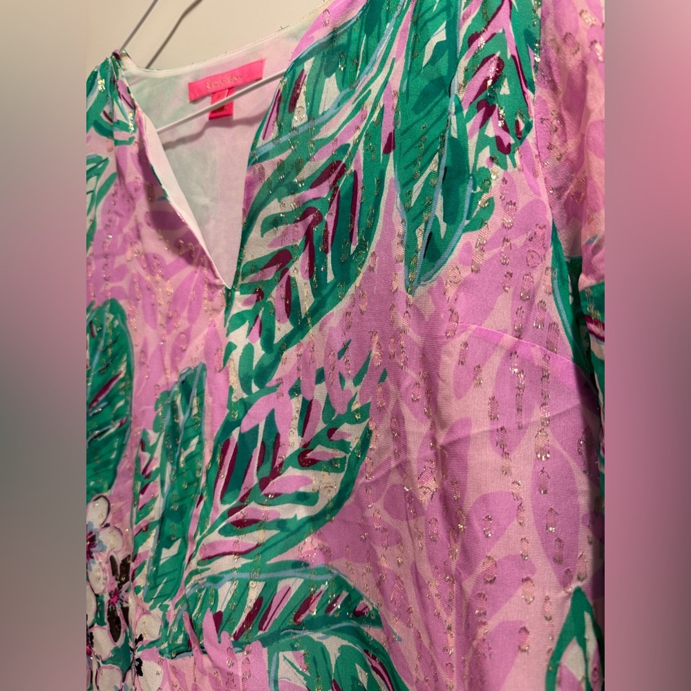 Lilly Pulitzer Pink and Green Blouse Size Small - Picture 3 of 6